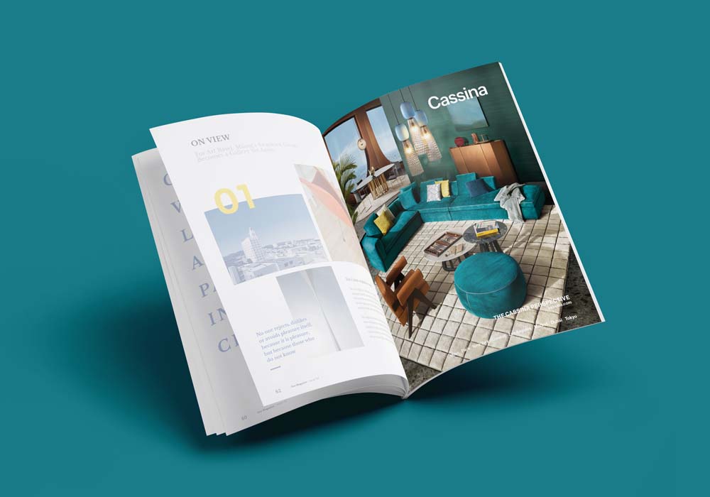 Cassina Mockup rivista cassina pagina pubblicitaria salotto
