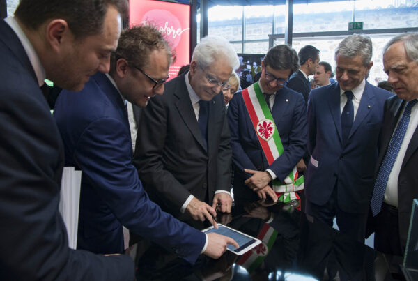 Il Presidente Sergio Mattarella con il Ministro per lo Sport Luca Lotti visita la mostra dal titolo "Viaggio della Costituzione",al Complesso delle Murate.